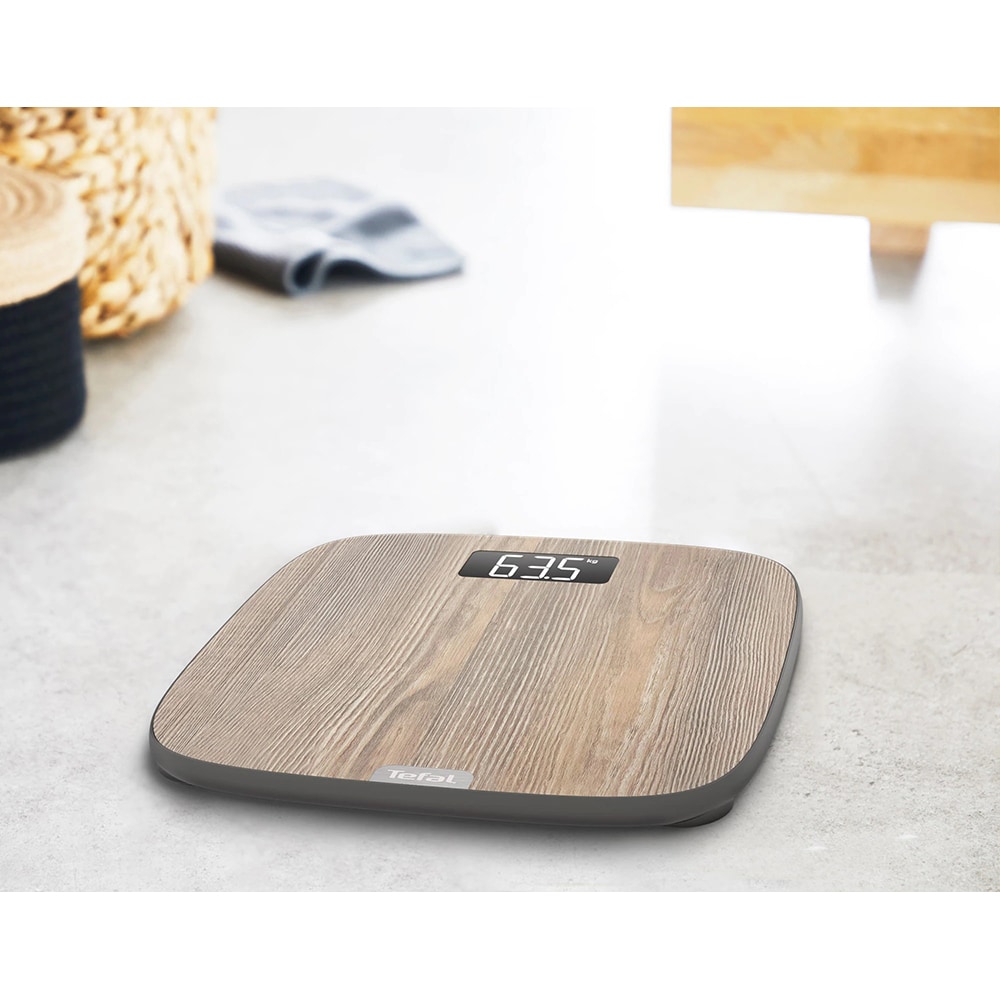 Cantar corporal TEFAL Classic PP1600V0, 160kg, electronic, sticla securizata, maro