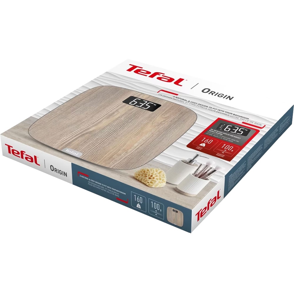 Cantar corporal TEFAL Classic PP1600V0, 160kg, electronic, sticla securizata, maro