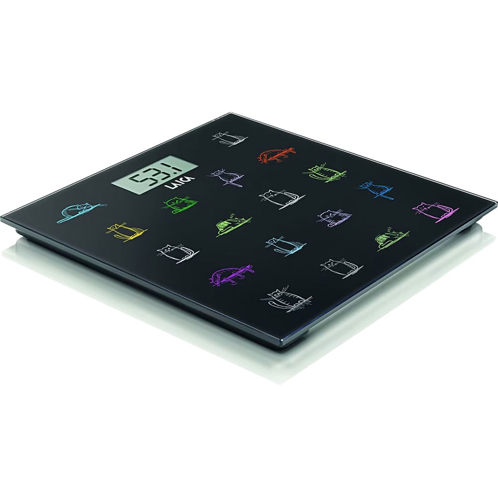 Cantar corporal LAICA Animals Edition PS1061, 180kg, electronic, sticla, negru