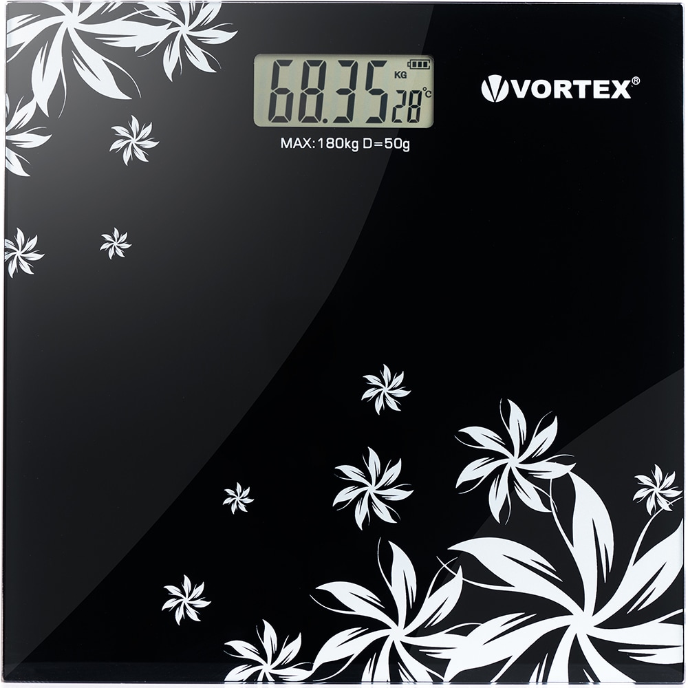 Cantar corporal VORTEX VO4802, 180kg, electronic, sticla securizata, negru