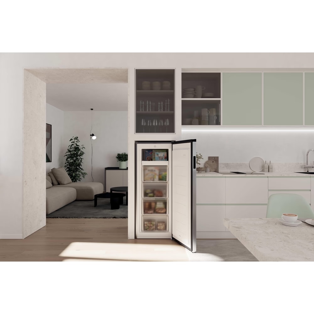 Congelator CANDY CNUQ2L513EX, Low Frost, 169 l, H 138 cm, Clasa E, argintiu