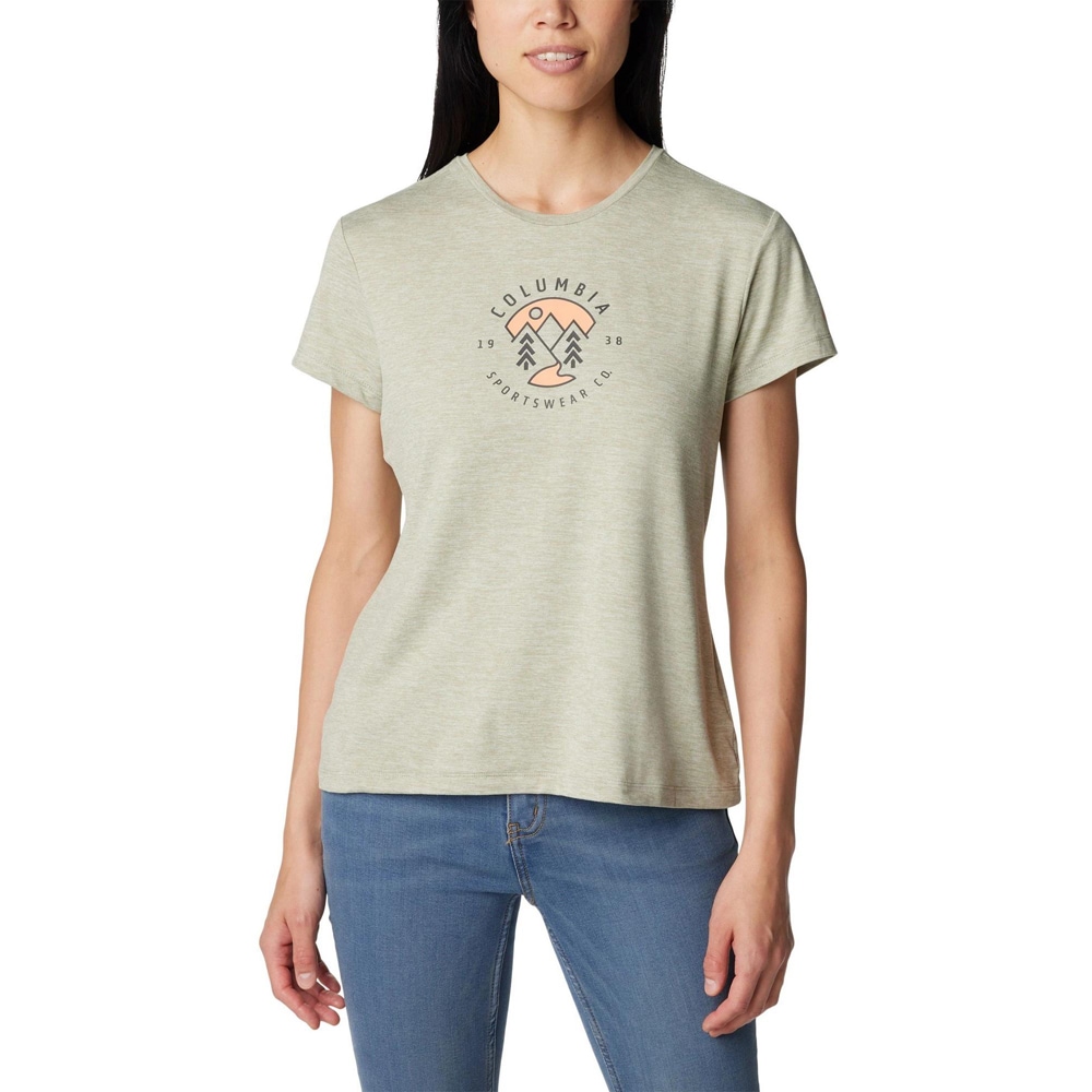 Tricou femei COLUMBIA Sloan Ridge Graphic Short Sleeve Tee, marimea S, verde
