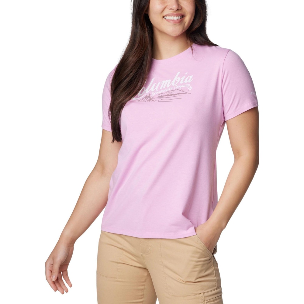 Tricou femei COLUMBIA Sun Trek Short Sleeve Graphic Tee, marimea S, roz