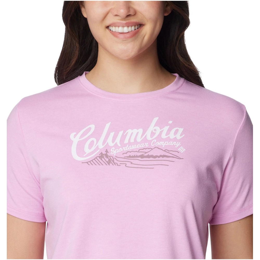 Tricou femei COLUMBIA Sun Trek Short Sleeve Graphic Tee, marimea S, roz