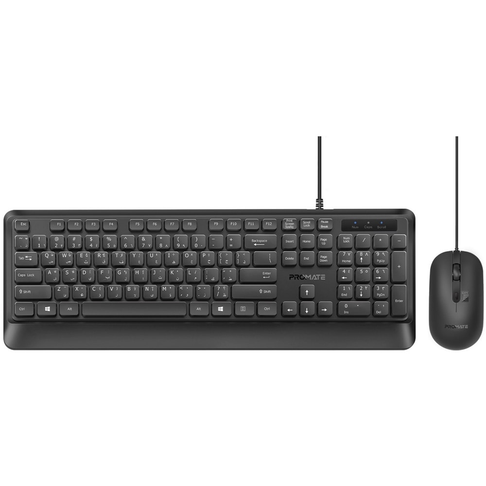 Kit tastatura si mouse cu fir PROMATE Combo-CM5.EN, USB, negru