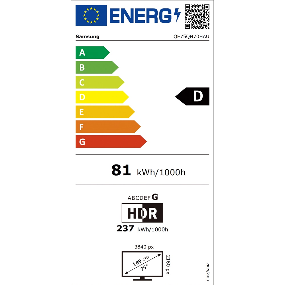 Televizor Neo QLED MiniLED Smart SAMSUNG 75QN70H, Ultra HD 4K, 189cm