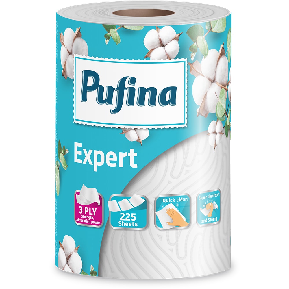 Prosoape de hartie PUFINA Expert, 3 straturi, 1 rola