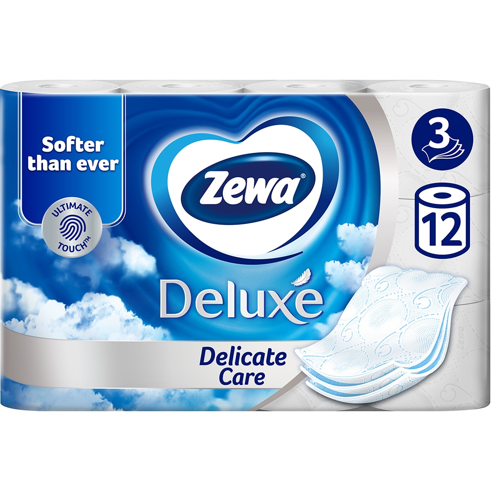Hartie igienica ZEWA Deluxe Delicate Care, 3 straturi, 12 role