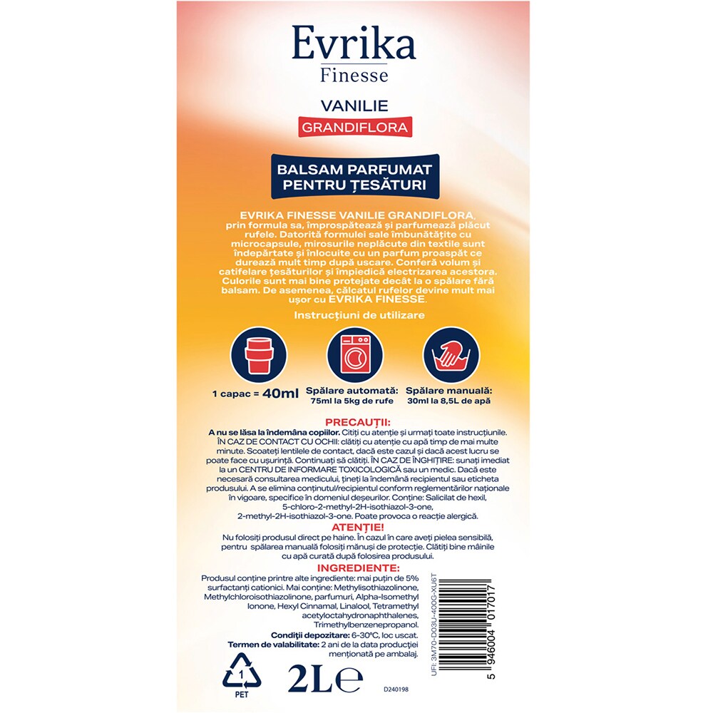 Balsam de rufe EVRIKA Finesse Vanilie Grandiflora,  2 l