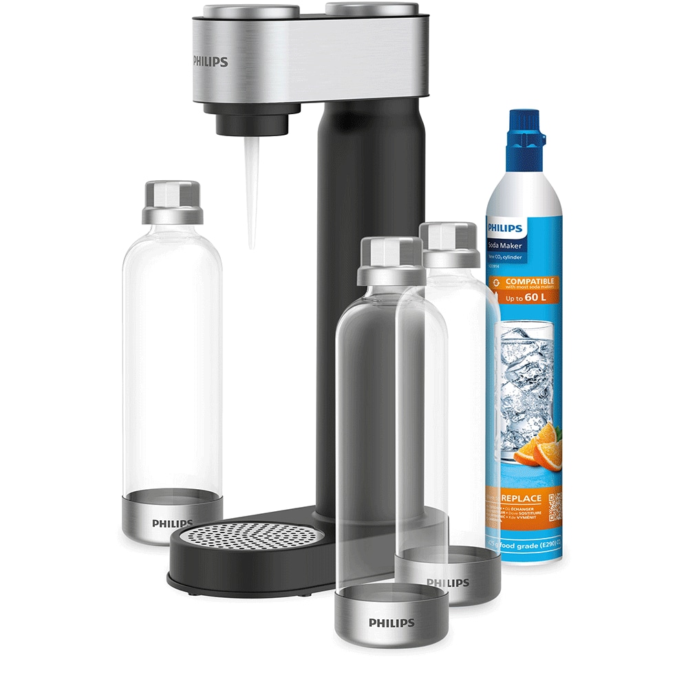 Aparat bauturi carbogazoase PHILIPS Viva 218616, negru-argintiu