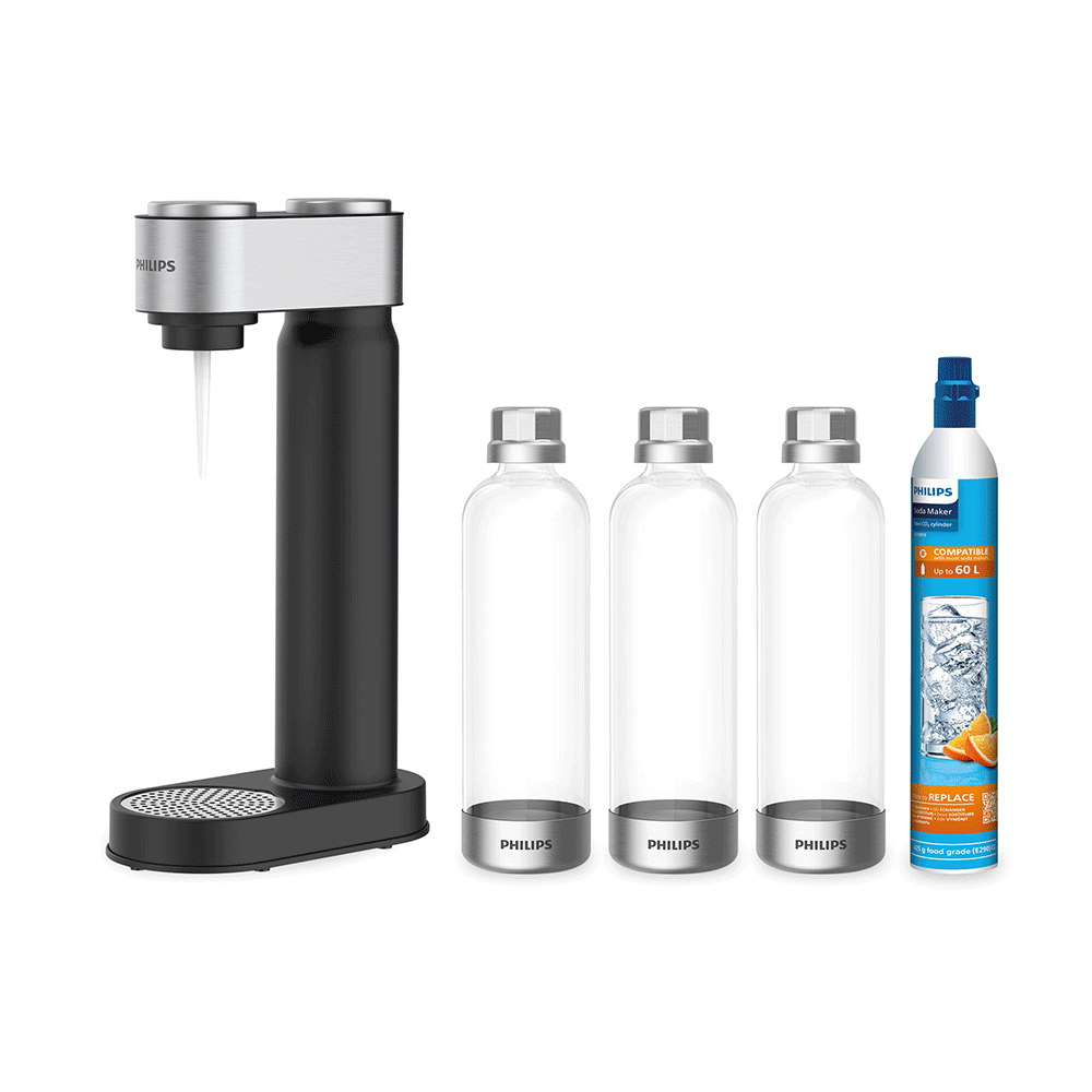 Aparat bauturi carbogazoase PHILIPS Viva 218616, negru-argintiu