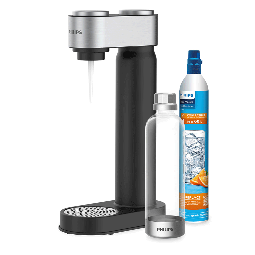 Aparat bauturi carbogazoase PHILIPS Viva 218616, negru-argintiu