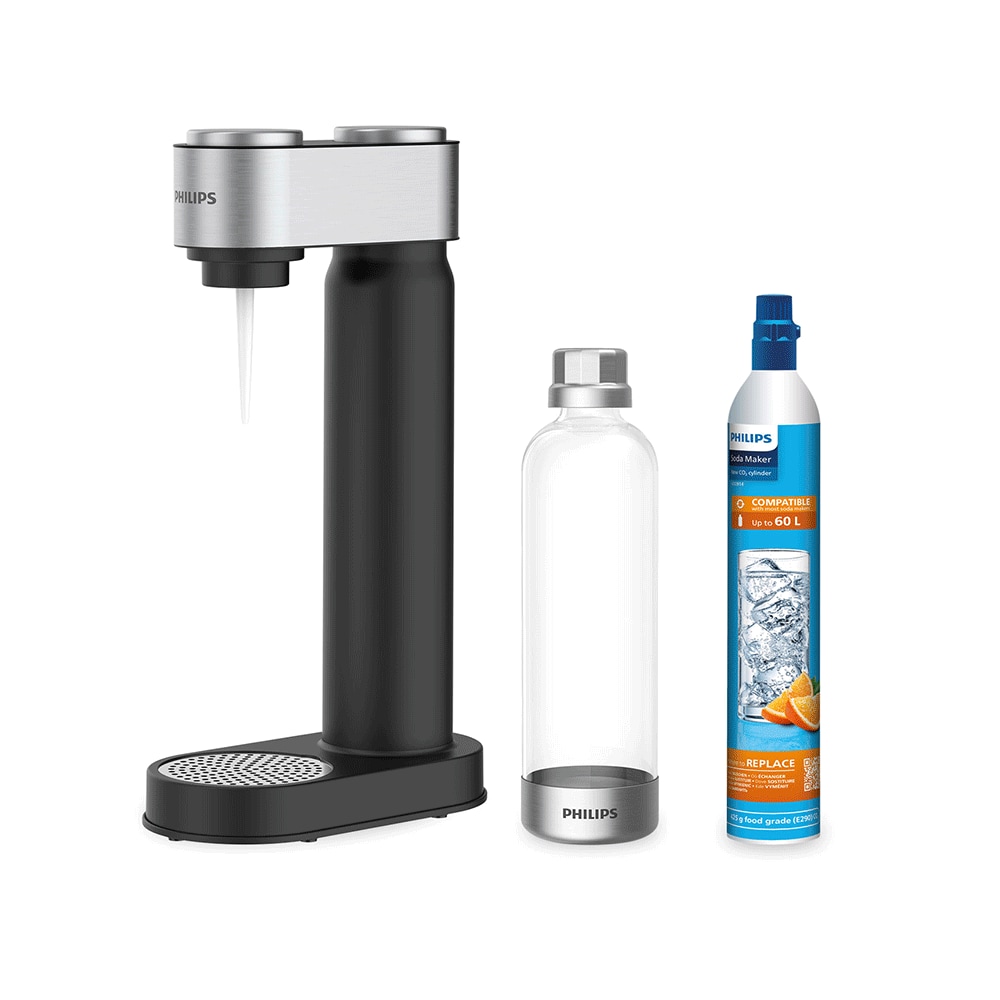 Aparat bauturi carbogazoase PHILIPS Viva 218616, negru-argintiu