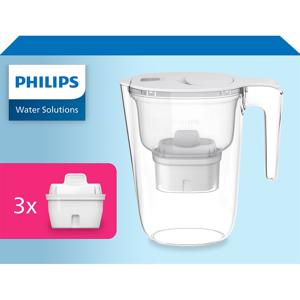 Cana filtranta PHILIPS + 3 filtre 225161, 2.6l, alb-transparent