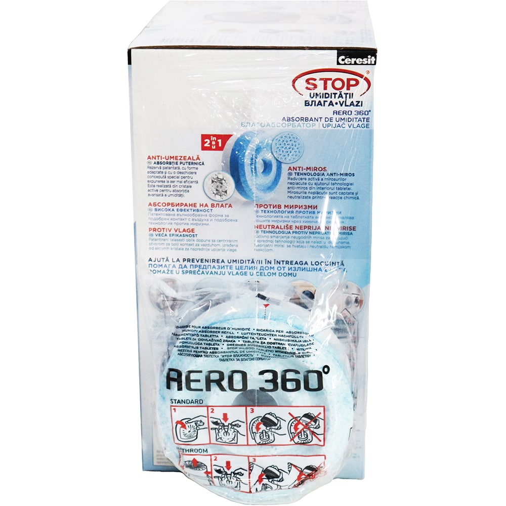 Pachet absorbant umiditate CERESIT Aero 360, 450 g + Rezerva, 450 g