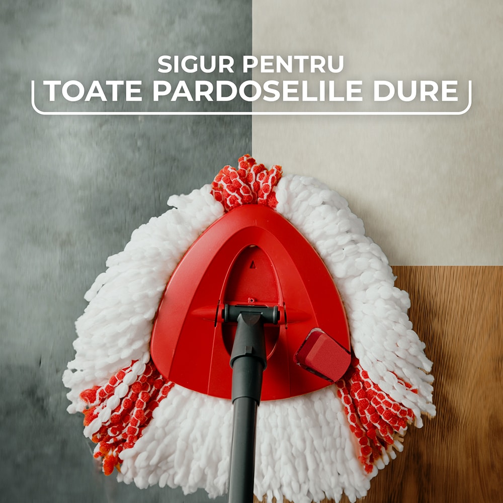 Set galeata cu storcator + mop + maner VILEDA Turbo, rosu-negru