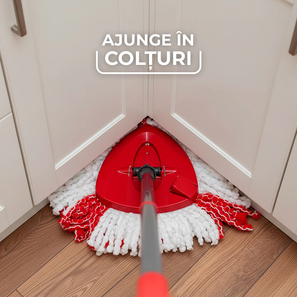 Set galeata cu storcator + mop + maner VILEDA Turbo, rosu-negru