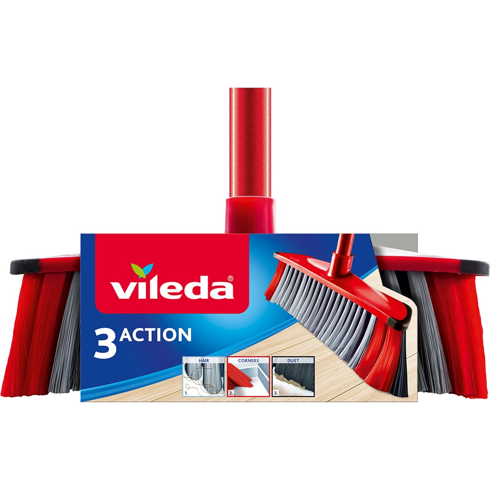 Matura universala cu maner VILEDA 3Action, 130 cm, rosu