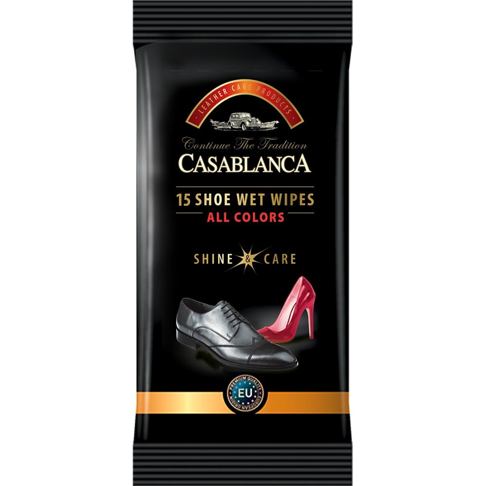 Servetele umede pantofi CASABLANCA Shine & Care, 15 bucati