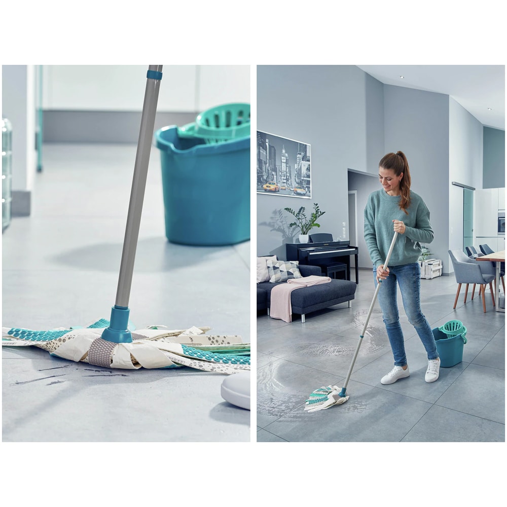 Set galeata cu storcator + mop + maner LEIFHEIT Power, turcoaz