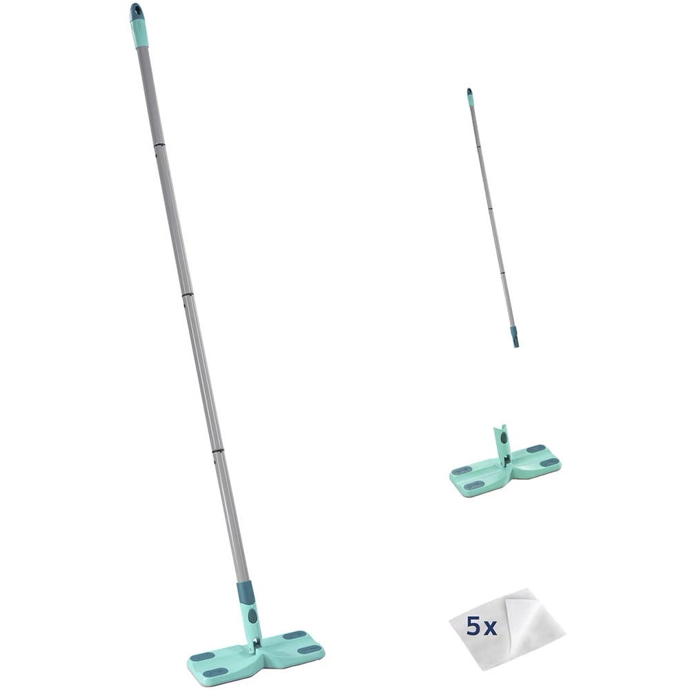 Set mop + maner + 5 rezerve LEIFHEIT Clean & Away, 25 cm, turcoaz-gri
