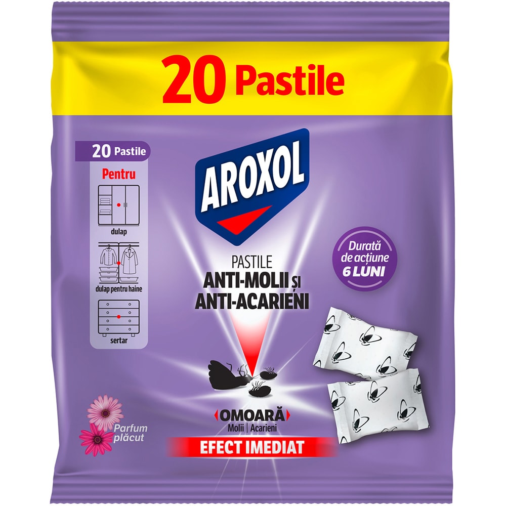 Pastile anti-molii si anti-acarieni AROXOL, 20 buc