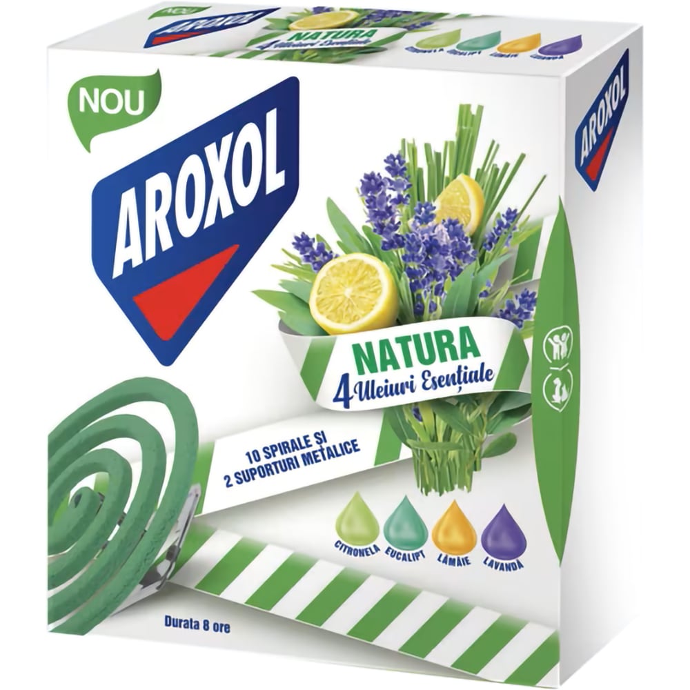 Spirale anti-tantari AROXOL Natura 4 uleiuri, 10 buc