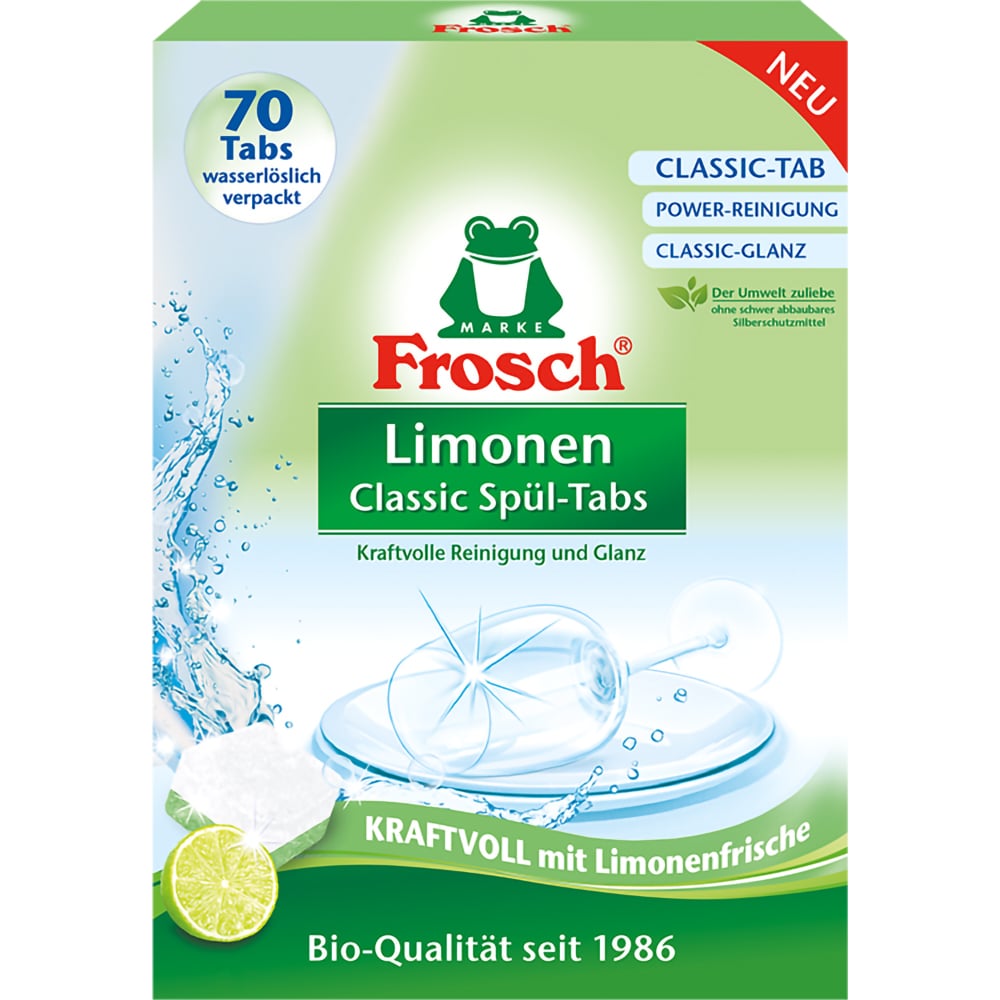 Detergent ecologic pentru masina de spalat vase FROSCH Lemon Classic, 70 tablete