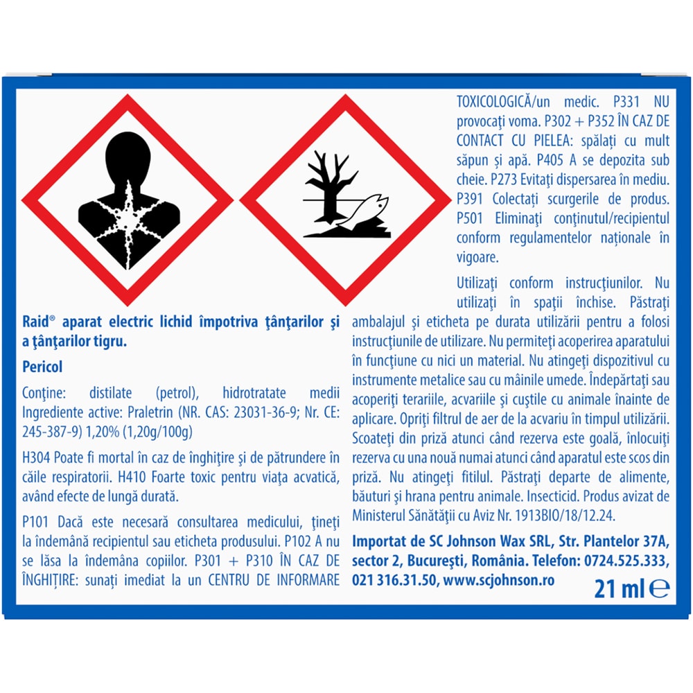 Aparat electric anti-tantari RAID Liquid, 30 nopti, 21 ml
