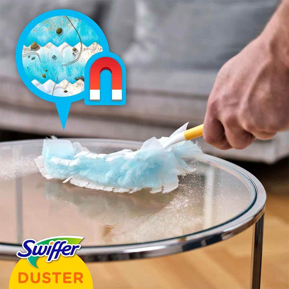 Set Mop uscat + Pamatuf + 8 lavete uscate SWIFFER Trap + Lock Dirt Dust & Hair