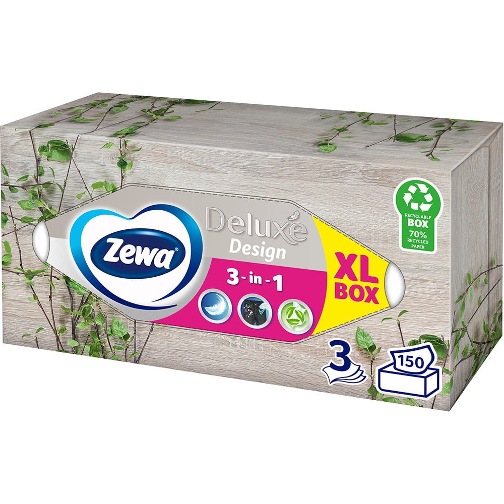 Servetele faciale ZEWA Deluxe Design, 3 straturi, 150 bucati