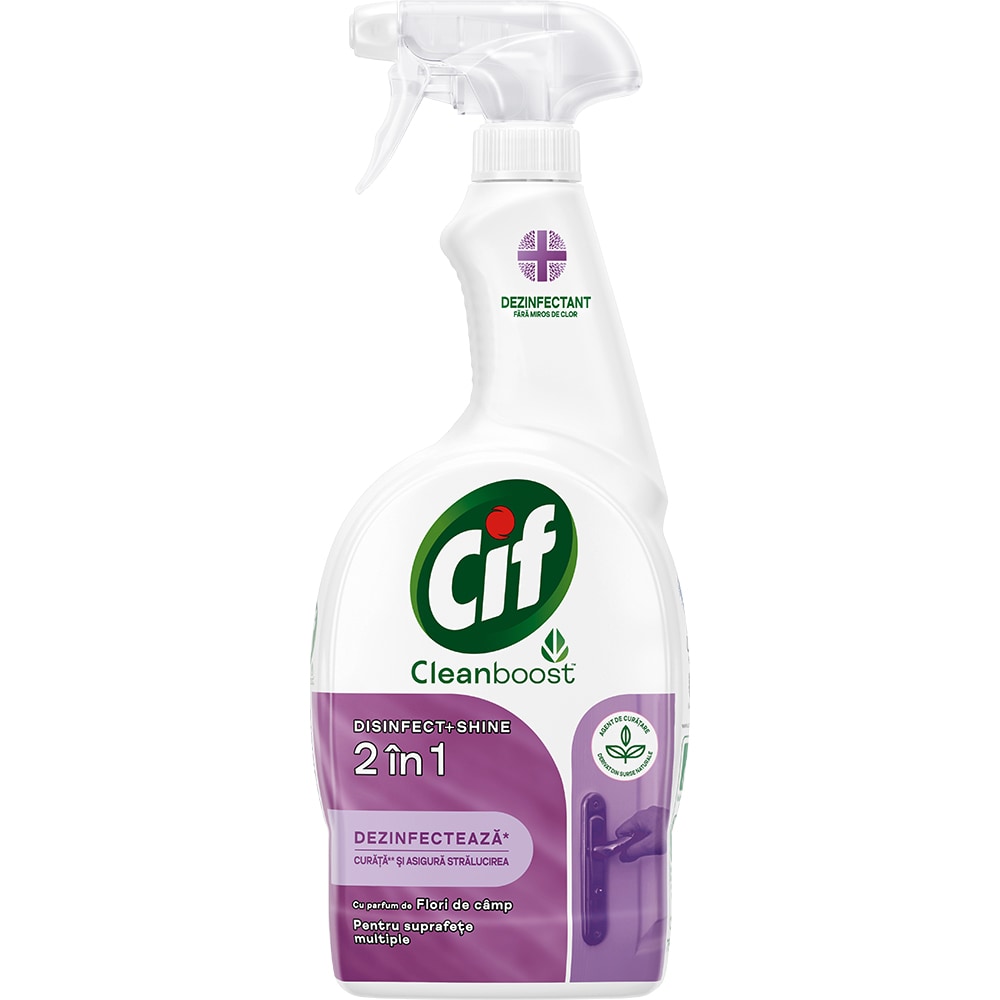 Solutie de curatare CIF Disinfect & Shine Flower Breeze Spray, 750 ml