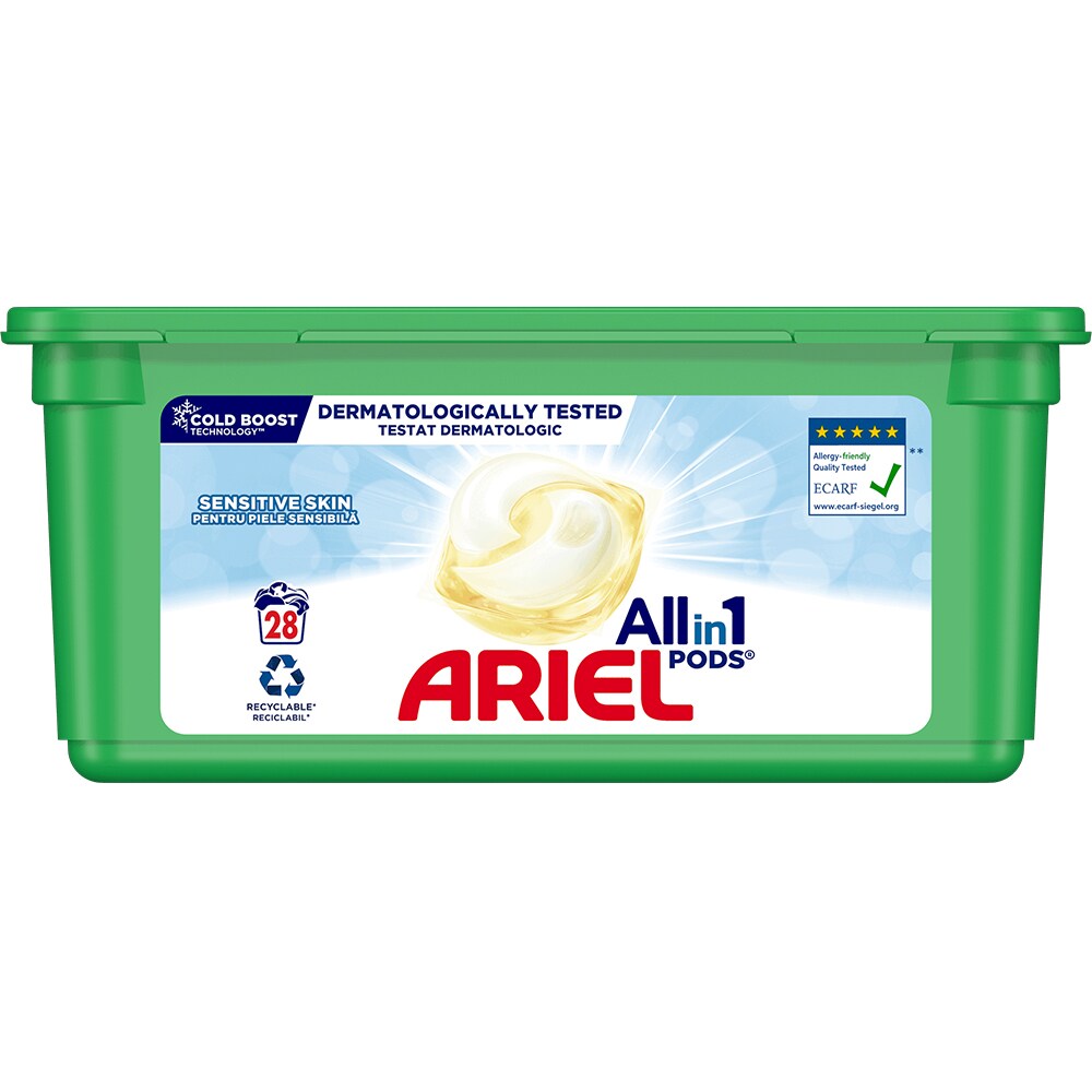 Detergent capsule ARIEL All in One Pods Sensitive, 28 spalari