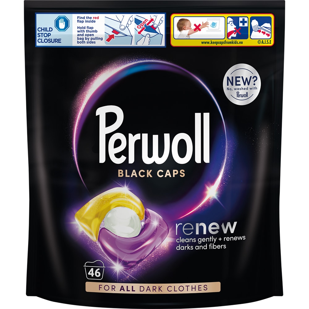 Detergent capsule PERWOLL Renew Black, 46 spalari