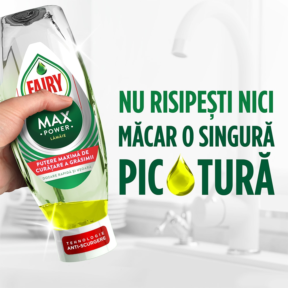 Detergent de vase FAIRY MaxPower Lemon, 545 ml