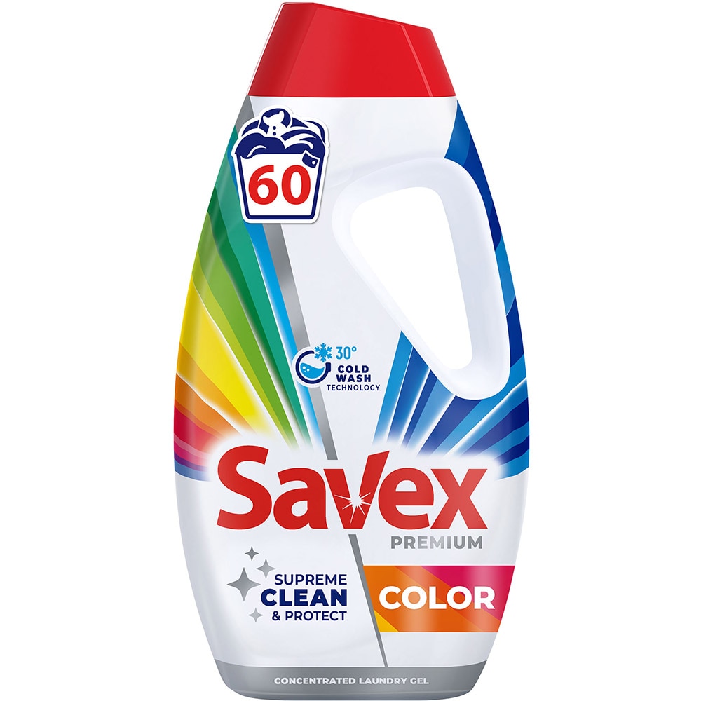 Detergent lichid SAVEX Premium Color, 2.7 l, 60 spalari