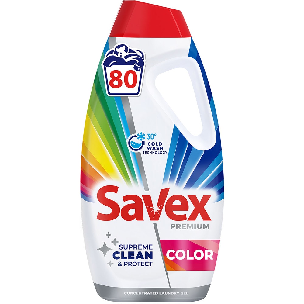 Detergent lichid SAVEX Premium Color, 3.6 l, 80 spalari