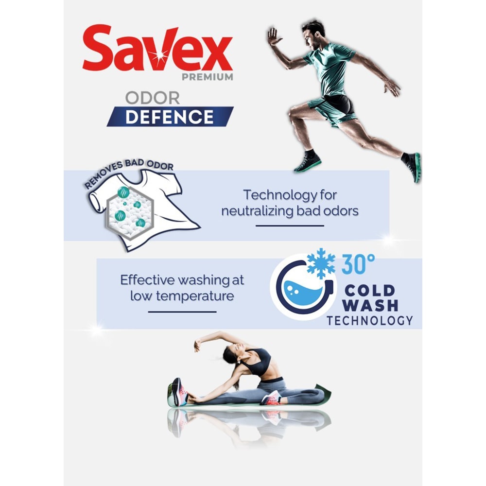 Detergent lichid SAVEX Premium Odor Defence, 1.71 l, 38 spalari