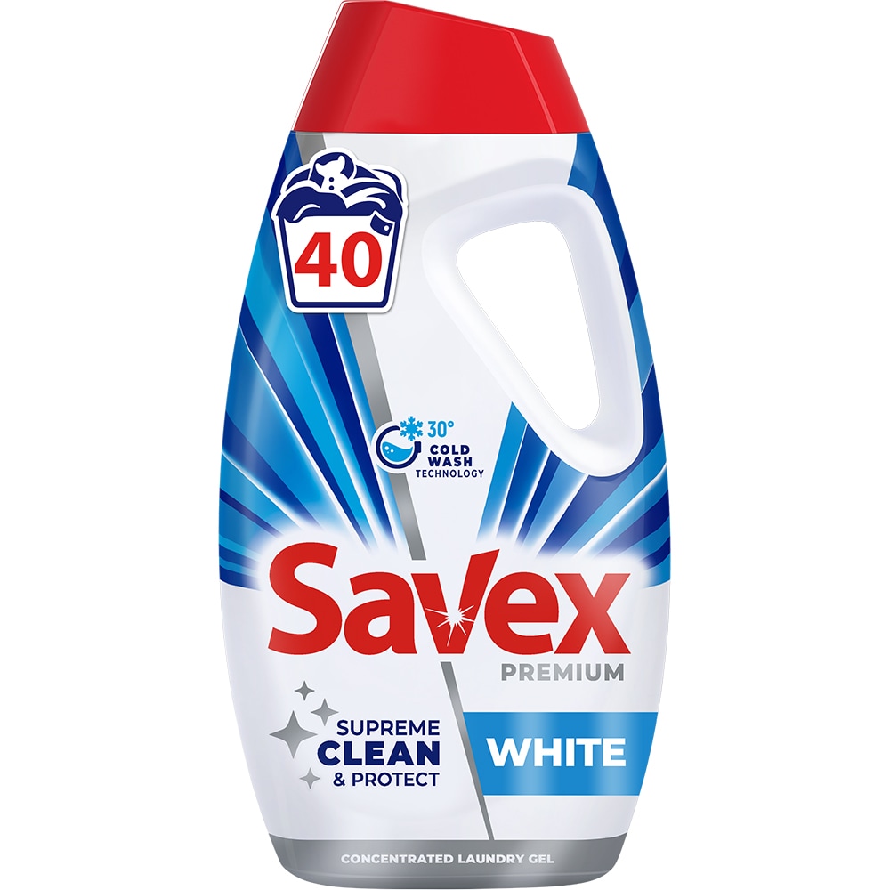 Detergent lichid SAVEX Premium White, 1.8 l, 40 spalari