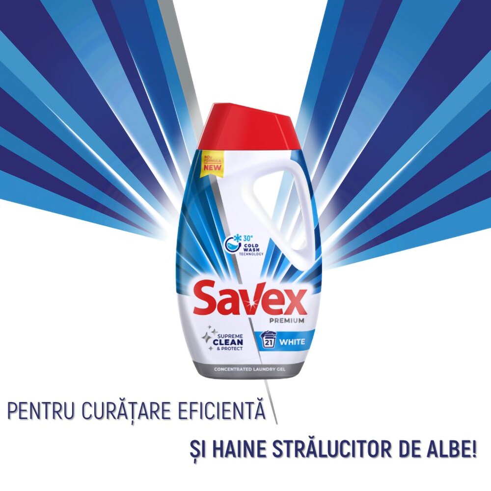 Detergent lichid SAVEX Premium White, 1.8 l, 40 spalari