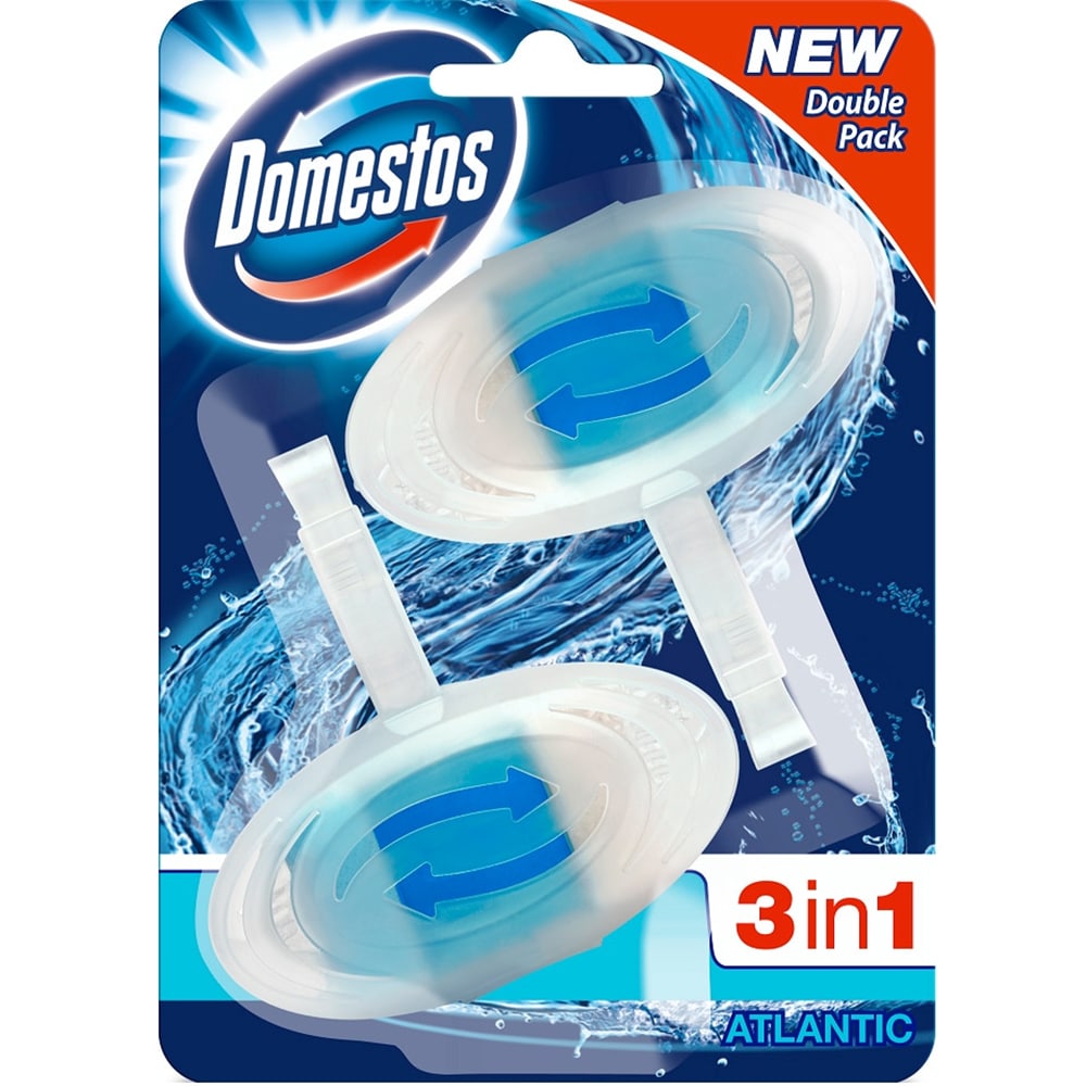 Odorizant toaleta DOMESTOS 3in1 Ocean, 2 x 40g