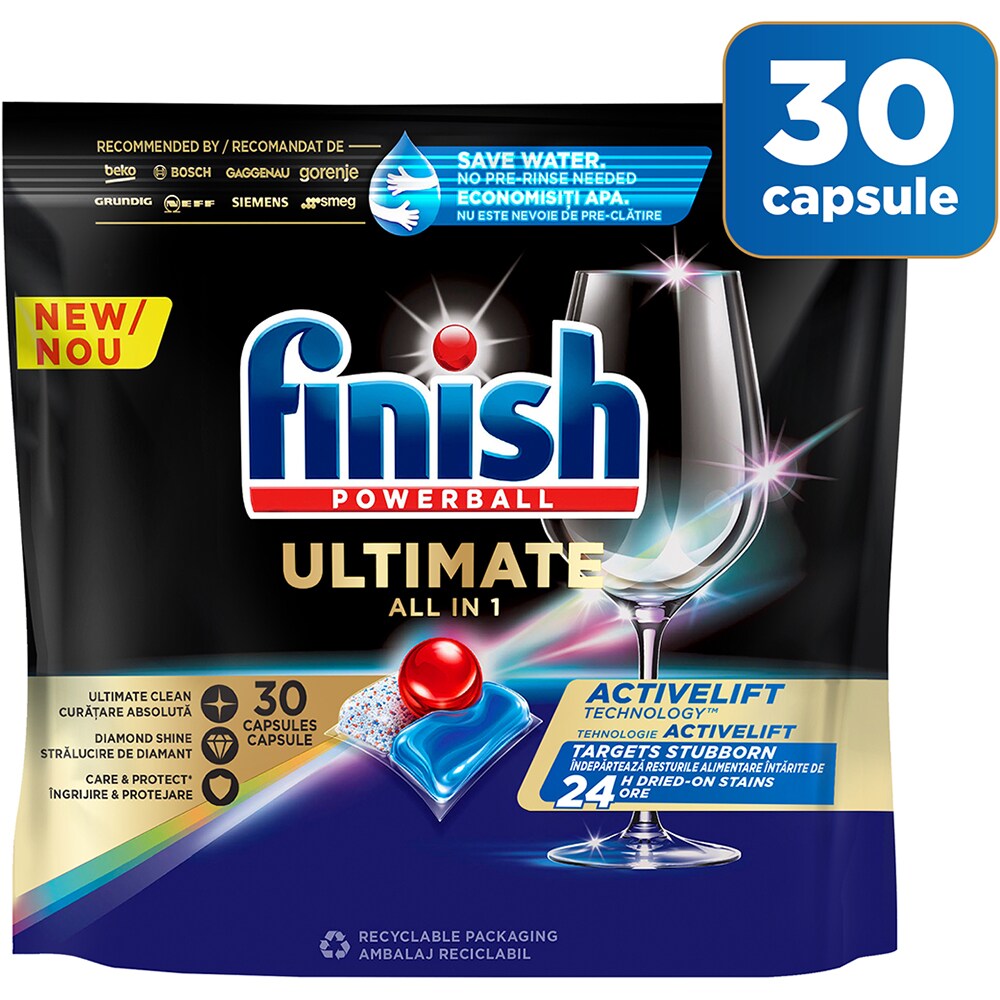 Detergent capsule pentru masina de spalat vase Finish Ultimate All in 1, 30 spalari
