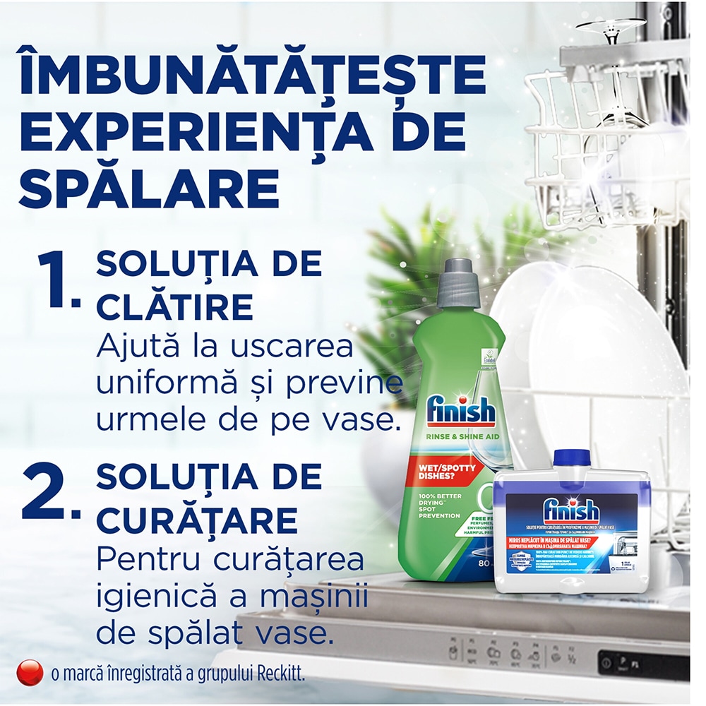 Detergent pentru masina de spalat vase Finish Ultimate All in 1 Eco 0%, 45 capsule