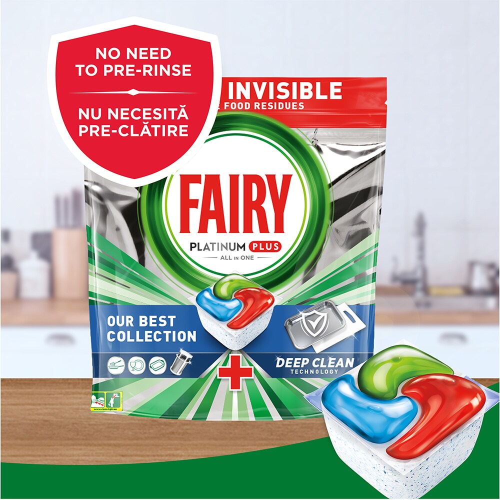 Detergent pentru masina de spalat vase FAIRY Platinum Plus Deep Clean, 50 spalari