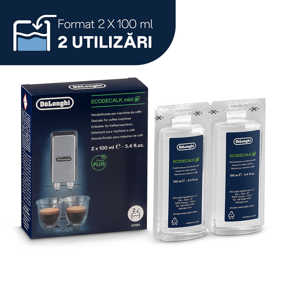 Decalcifiant pentru espressor DELONGHI ECODECALK2, 2 x 100ml