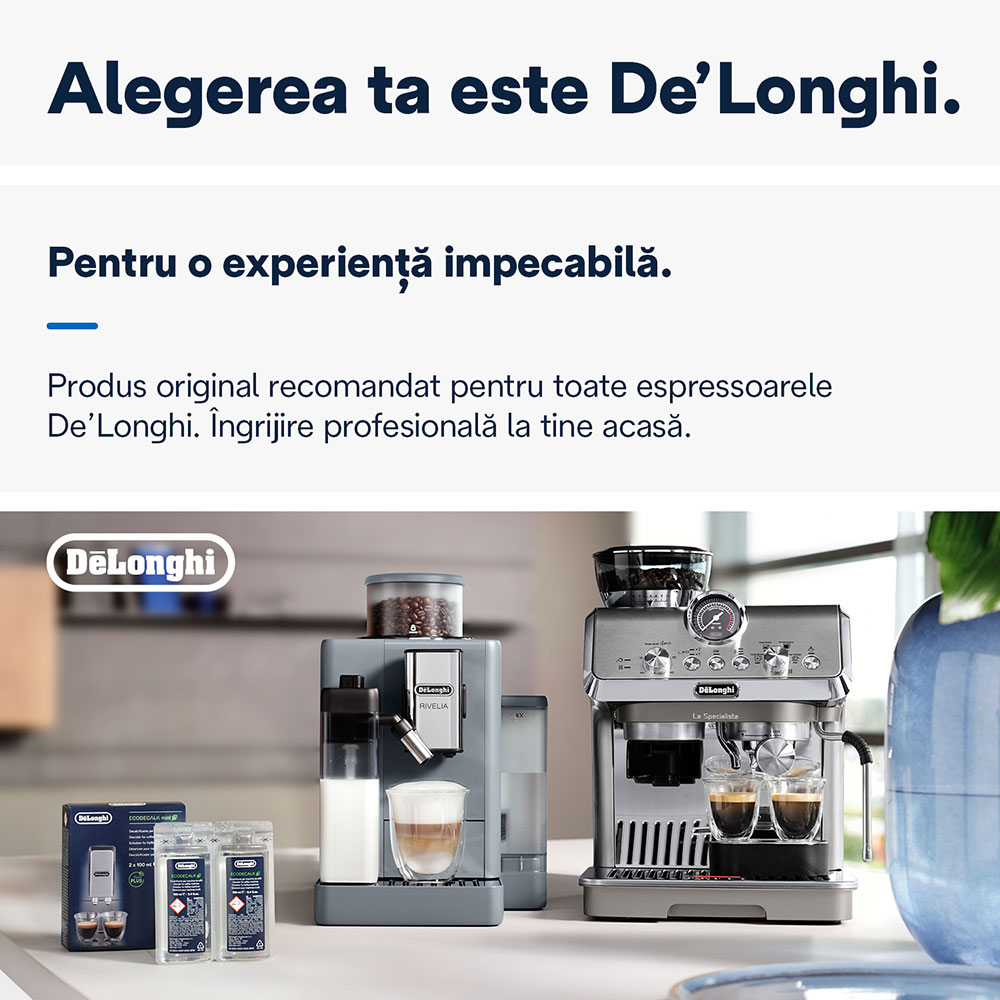 Decalcifiant pentru espressor DELONGHI ECODECALK2, 2 x 100ml