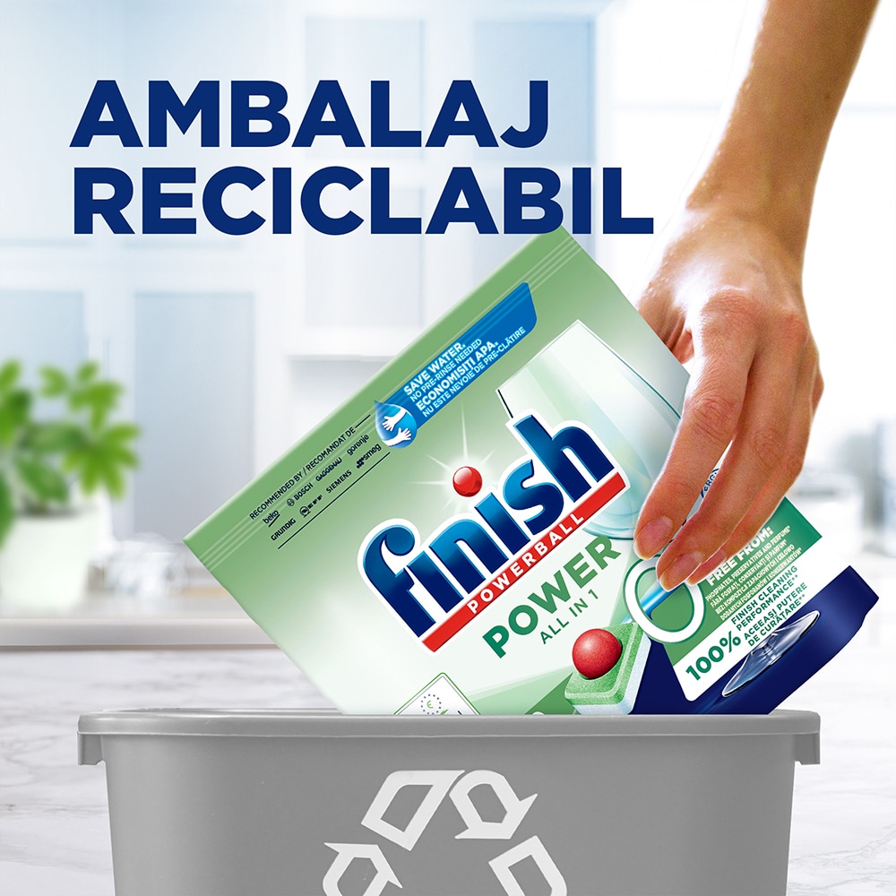 Detergent pentru masina de spalat vase FINISH Powerball 0%, 40 tablete