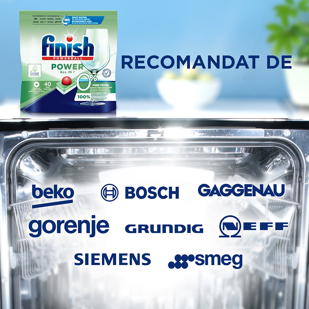 Detergent pentru masina de spalat vase FINISH Powerball 0%, 40 tablete