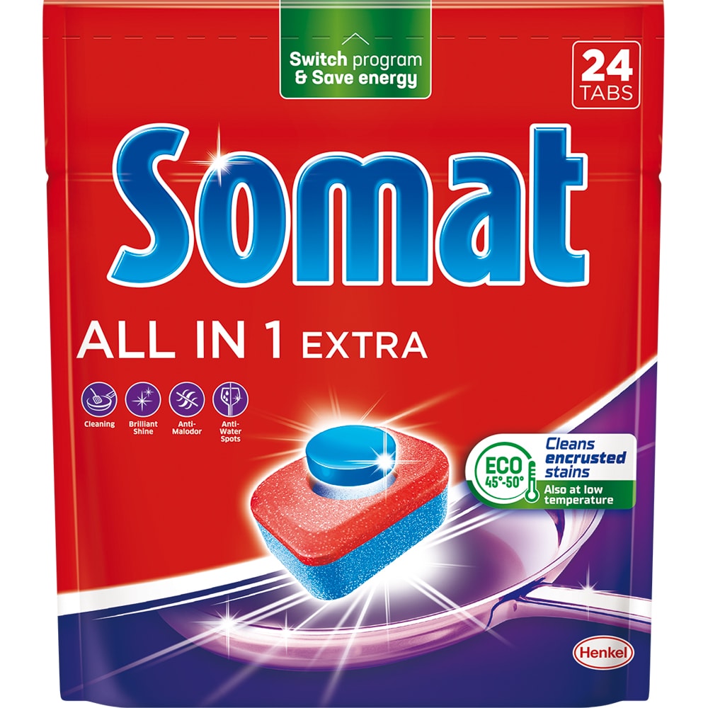 Detergent pentru masina de spalat vase SOMAT All in One Extra, 24 tablete