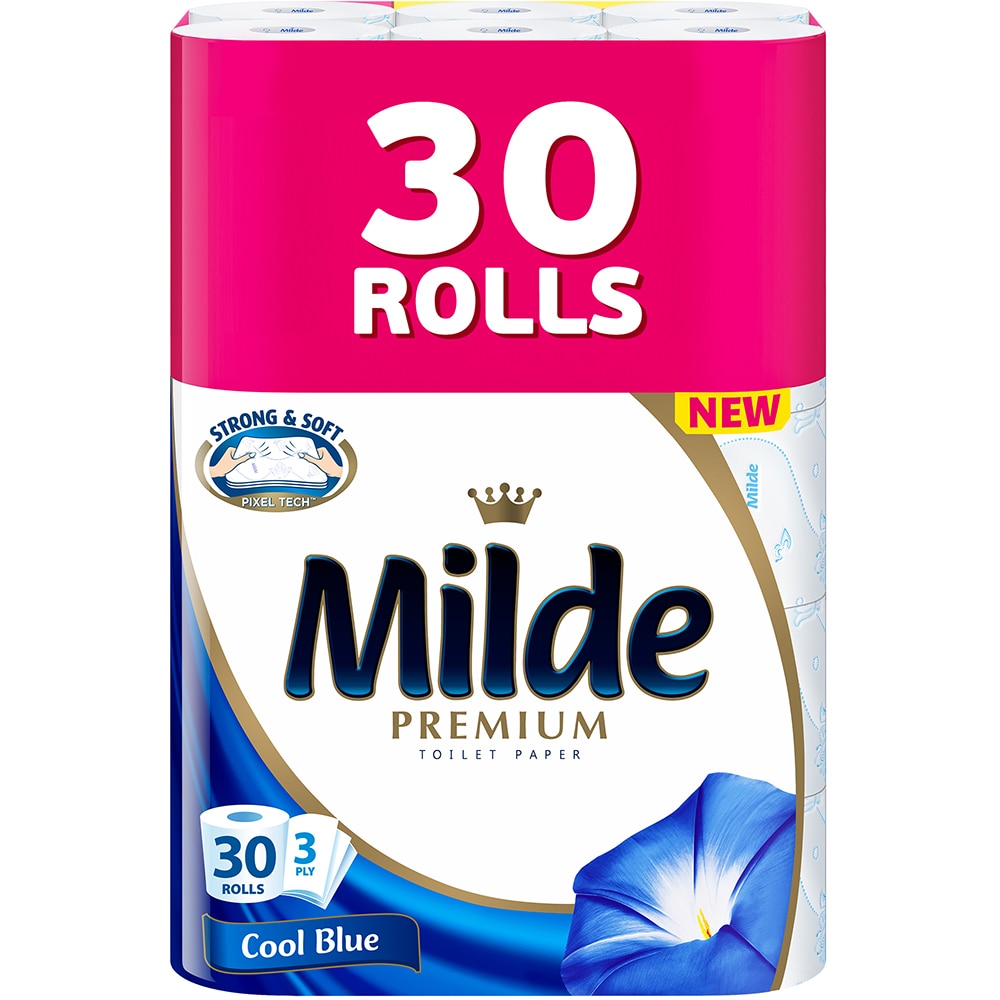 Hartie igienica MILDE Cool Blue, 3 straturi, 30 role